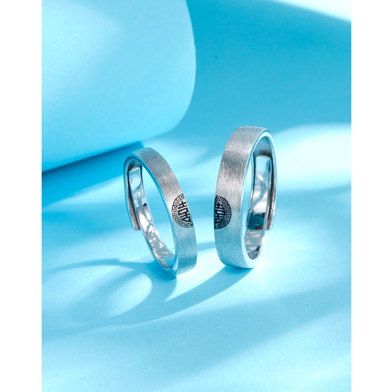 Doble Xi linmen pareja anillo de Plata de Ley 925 pareja de un par de anillo de horquilla dedo índice boca abierta retro anillo