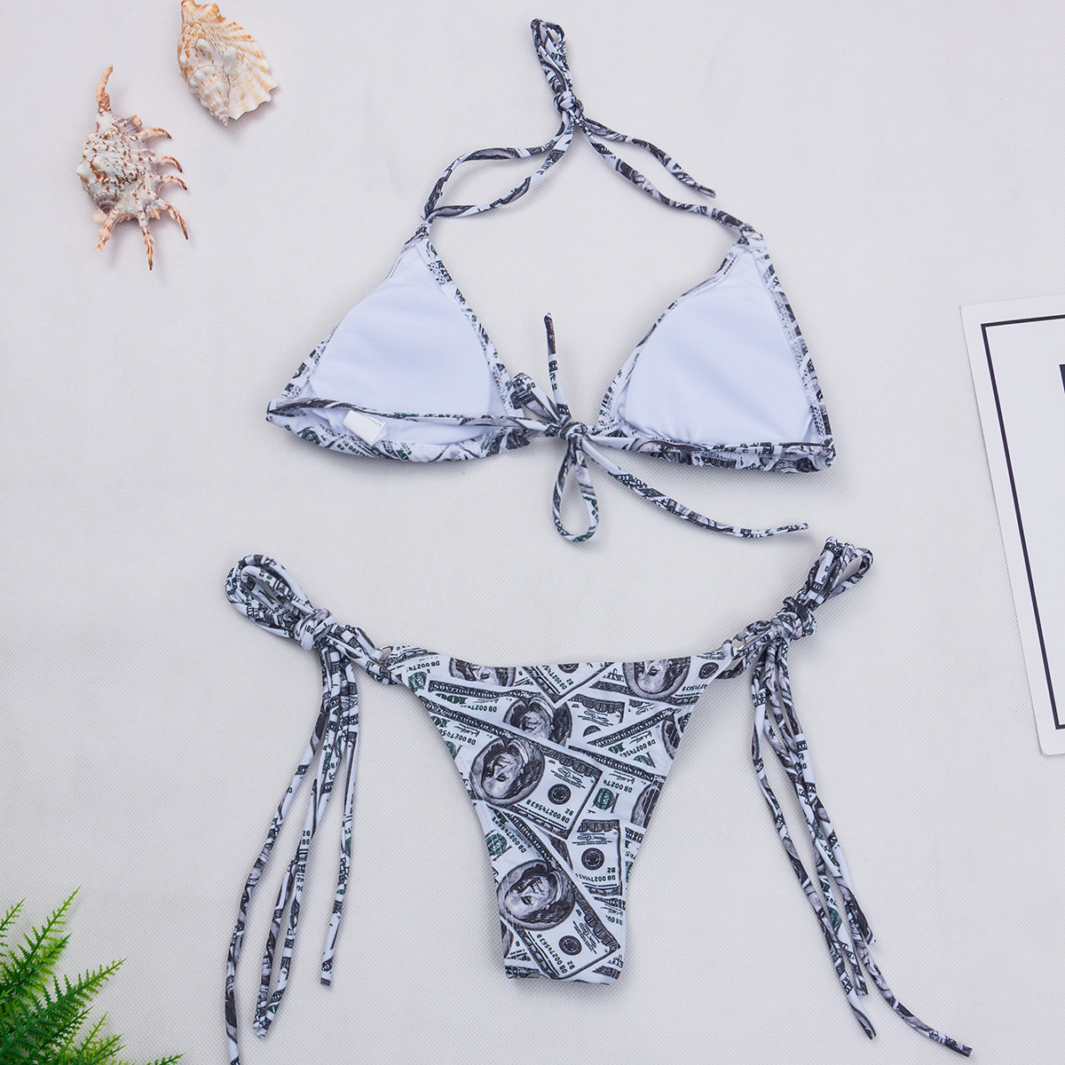 lace-up printed bikini  NSHL42438