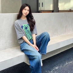 自留强推～JN2025早秋新款高支趣味狗狗印花宽松T恤女