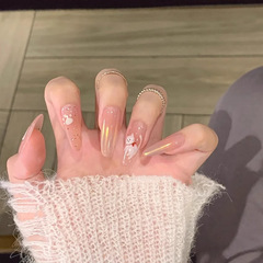 穿戴甲溫柔霞光貓眼可愛貓咪ins美甲貼片秋冬氛圍感手繪可拆卸女