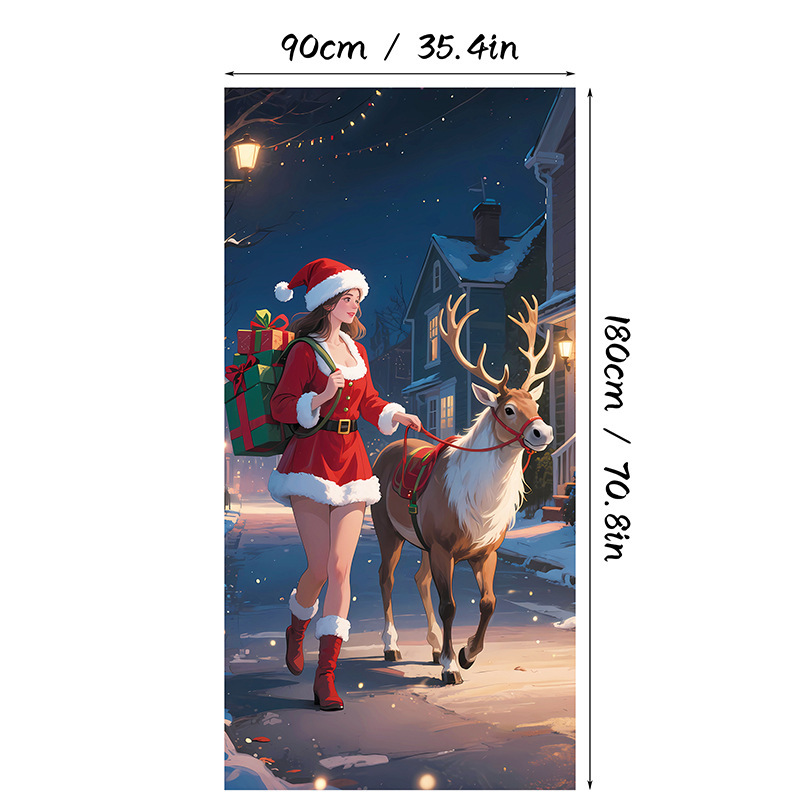 2025 新しいクリスマスクリエイティブ装飾ドアカバークリスマス雰囲気シーンレイアウトクロスボーダー卸売背景カバー布|undefined