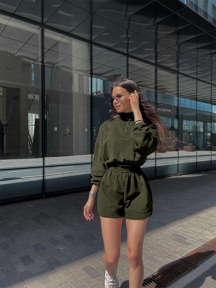 500g Weight Long Sleeve Sleeve Length Polyester Fabric Type Shorts Co-ord Set Sets Type 2 Pieces Set Quantity Casual, Daily, Sports Occasion Turtleneck Neckline Regular Fit Fit Type Solid Color Pattern Spring, Autumn Season Women's Gender Zipper Design Simple Style Style Casual Daily Sports Women's Simple Style Solid Color Polyester Zipper Shorts Co-ord Set Shorts Sets 12