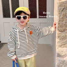 2329小童条纹韩版新款上衣连帽卫衣T恤230中年长袖针织套头