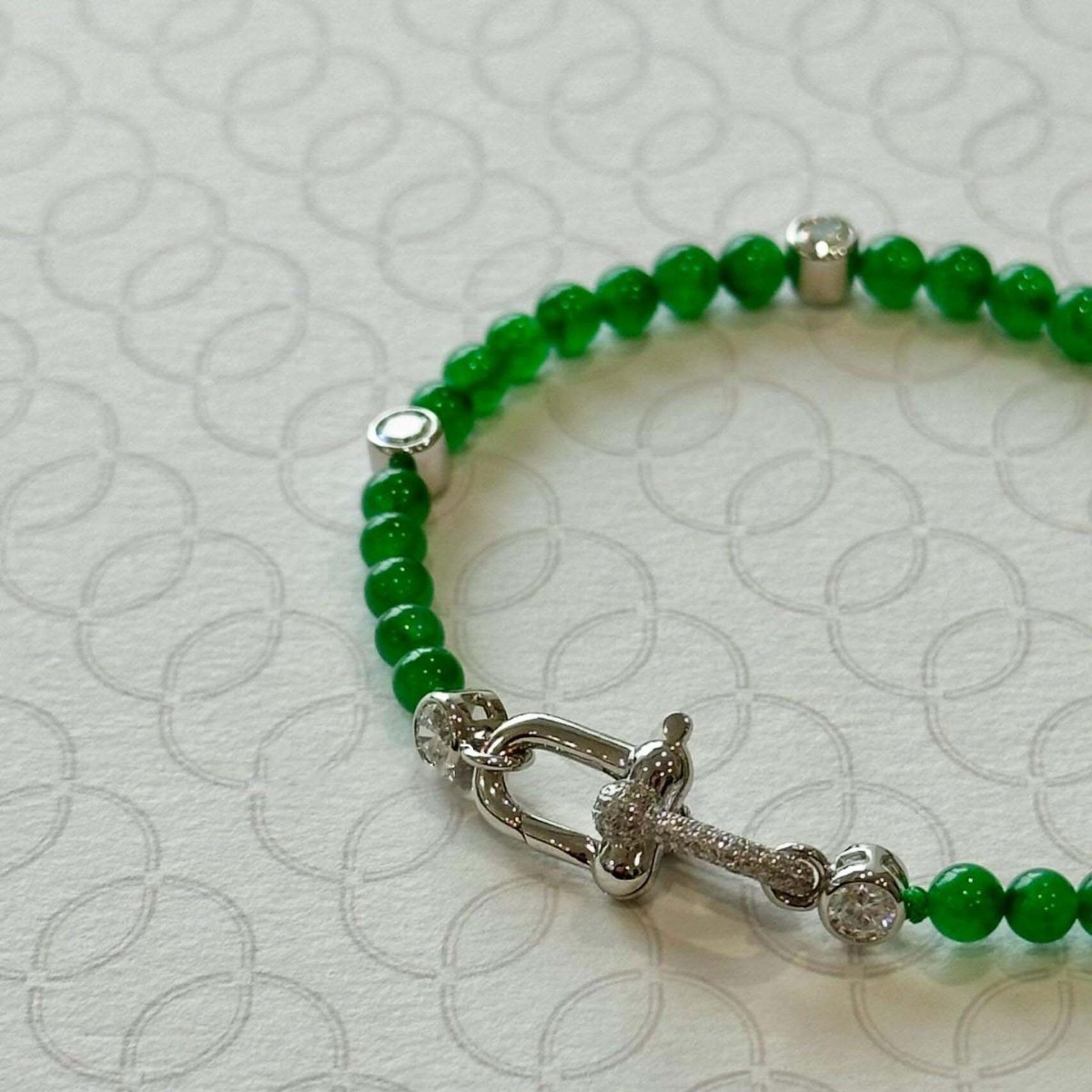Xiaomi bead jade bracelet with horseshoe clasp, zircon spacer beads, decorative spacer beads, DIY necklace and bracelet accessories