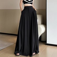 黑色大摆阔腿裤女夏季薄款高腰垂感拖地裤2025休闲裙裤宽松长裤