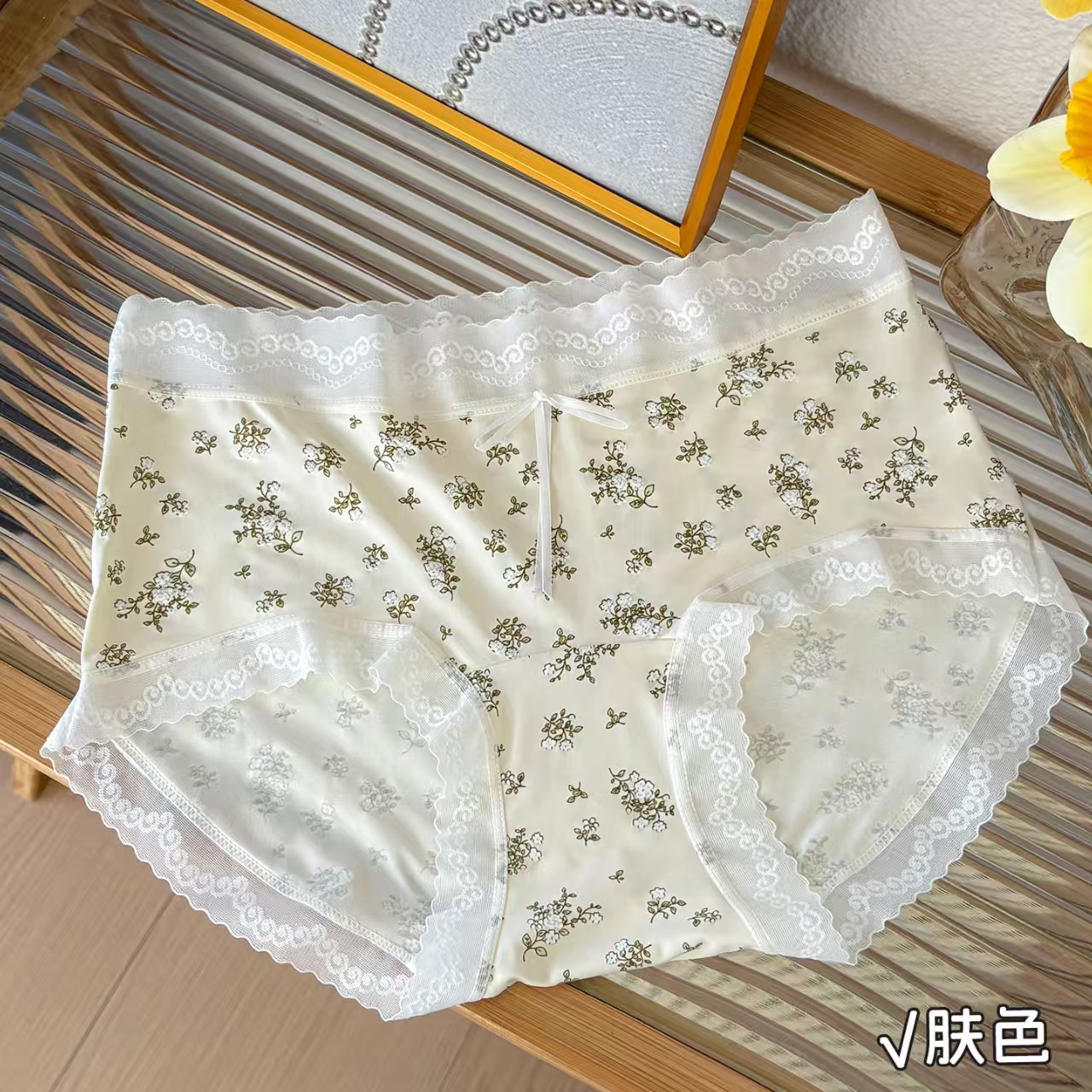 Filamento de hielo flor triturada atmósfera retro pantalones de cintura alta suave piel 10A antibacteriana alargar la entrepierna pantalones de niñas image 9