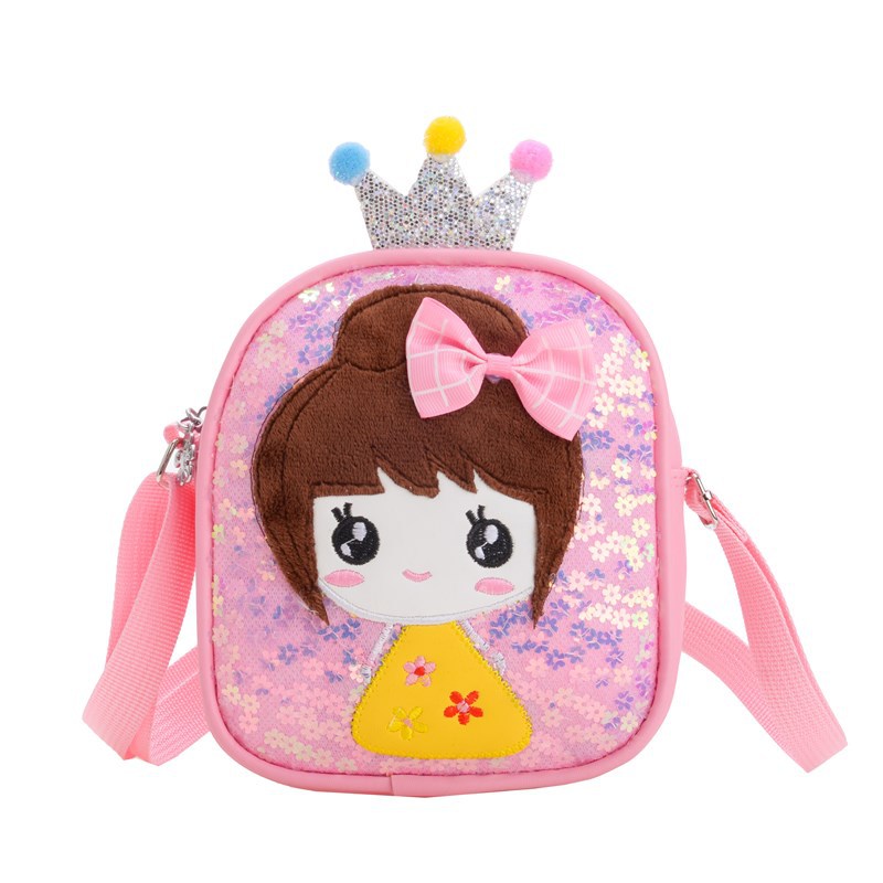 Mochila de moda de sequillas para bebés, lindas bolsas de hombro para niñas de corona, 2025 bolsas de comercio exterior para niños nuevos tipos coreanos