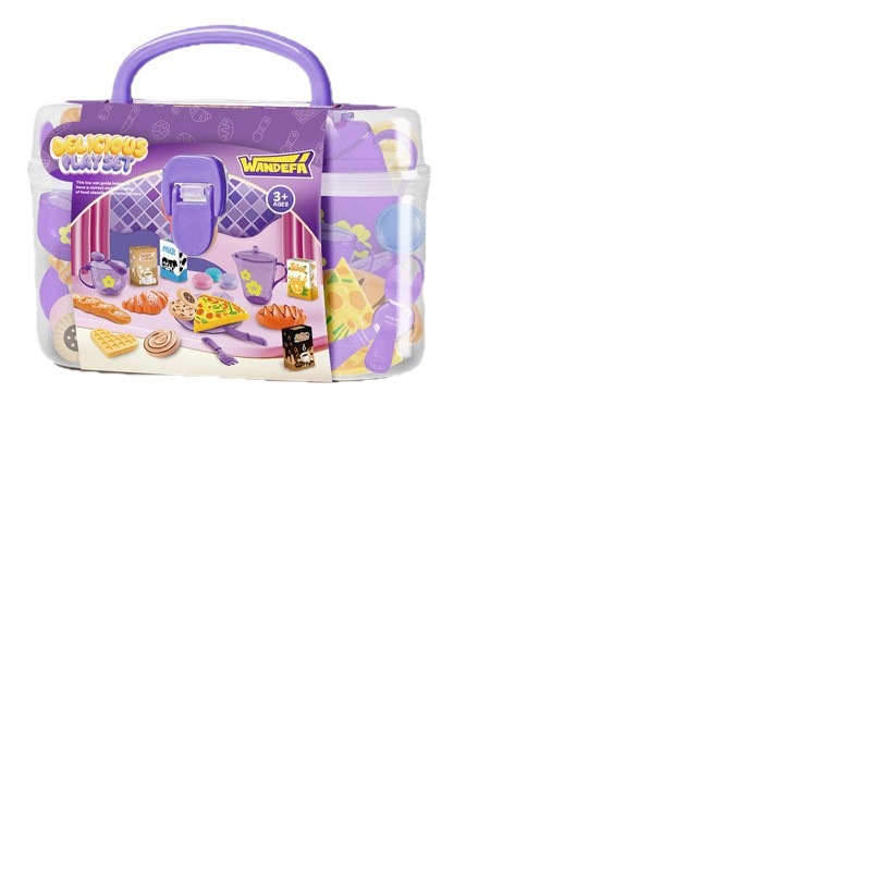 Muebles de cocina para niños transfronterizos, té de la tarde, comida simulada, pasteles, postres, pan, juguetes para el hogar.