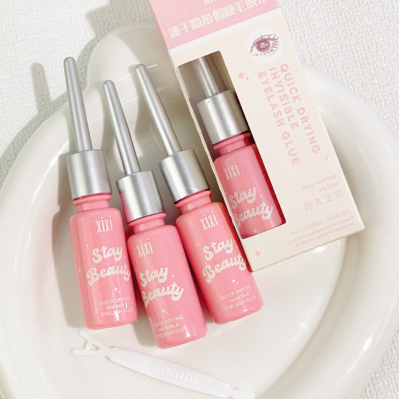 Xixi secado rápido pegamento de pestañas falsas invisibles suave, no irritante, herramientas de belleza de pegamento transparente de forma natural y duradera