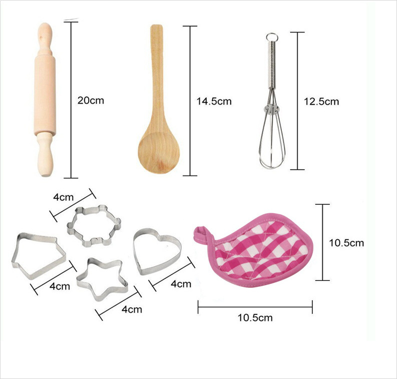 (2개) DIY 놀이 집 주방 장난감 7 조각 장난감 어린이 케이크 요리 베이킹 앞치마 케이크 금형 세트