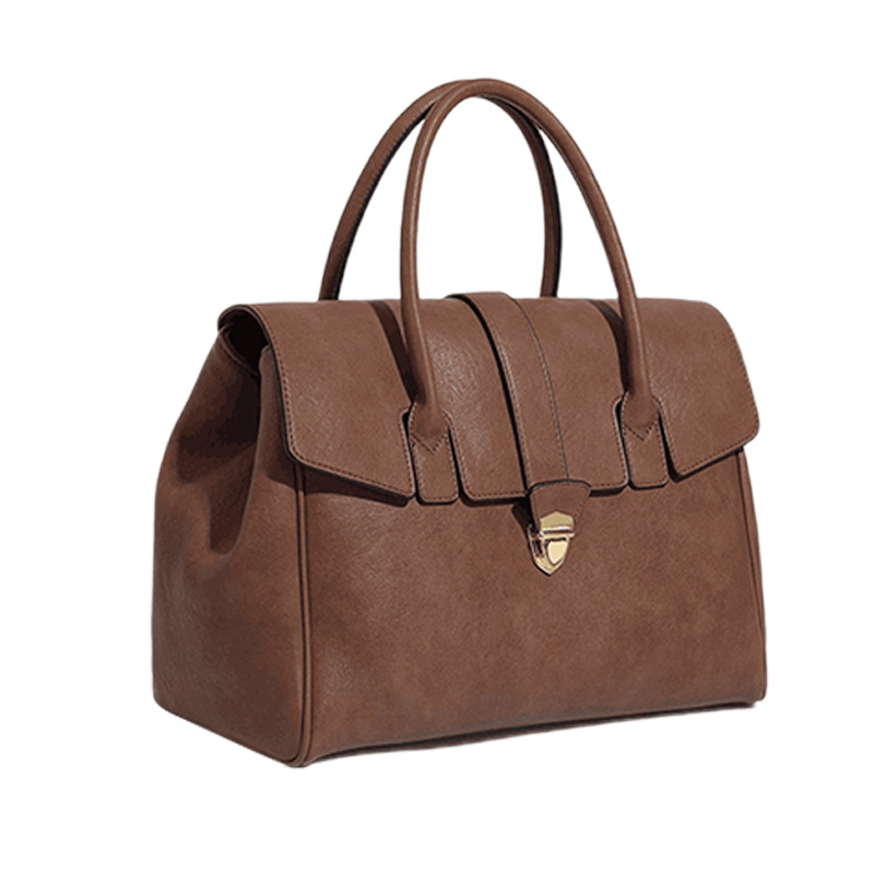 2025 New Retro Large Capacity Handheld Briefcase For Women, Vegetable-Tanned Cowhide Tote Bag, Business Commuter Handbag - Thumbnail 4