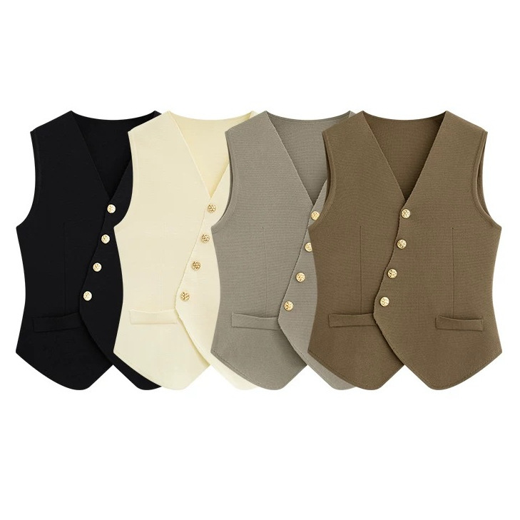 Knitwear Women's Winter New Sleeveless Top Design Sense Single-breasted French V-neck Cardigan Vest Knitwear Women's Winter New Sleeveless Top Design Sense Single-breasted French V-neck Cardigan Vest