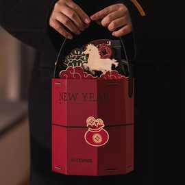 2026马年八边新年抱抱桶年货礼盒包装盒空盒子礼品盒春节饼干糖果