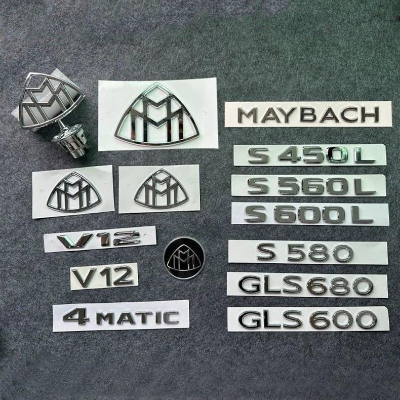 Suitable for new Mercedes-Benz Maybach models, including S400, 450, 4MATIC, side emblems, V12 lettering, and vertical emblems