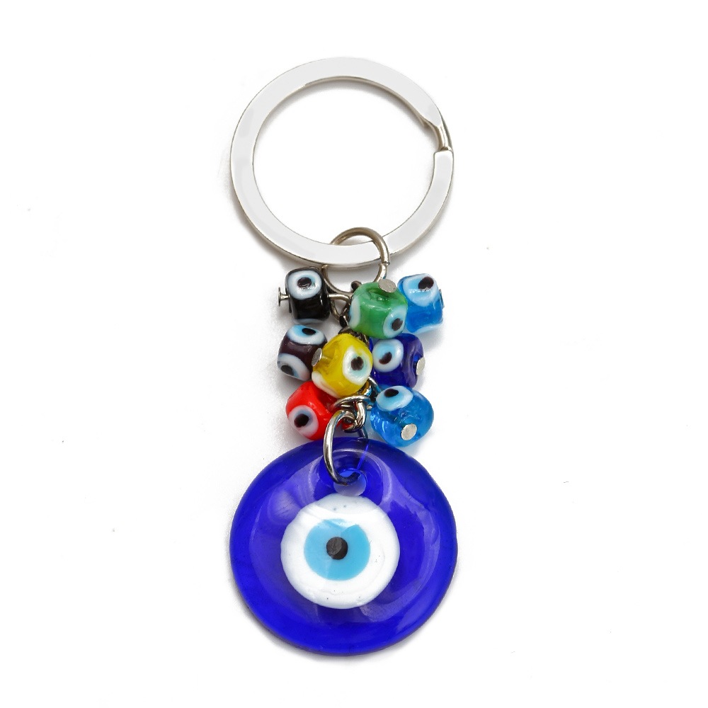Cross-Border Foreign Trade Devil's Eye Alloy Keychain Lucky Heart Blue Eye Glass Pendant Bag Accessory