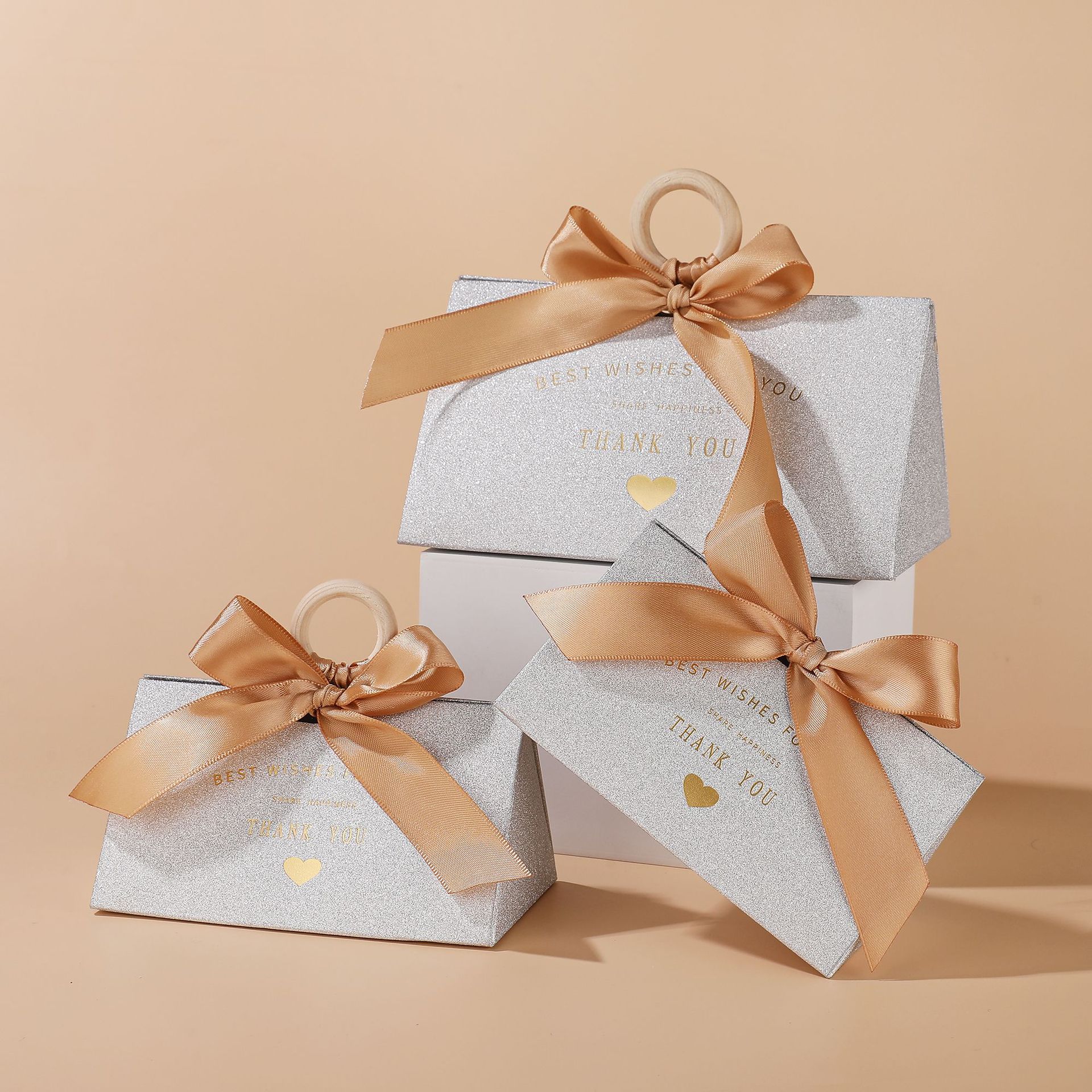 33g Weight Gift Bags Event & Party Supplies 1 Piece Quantity Wedding, Party, Engagement Occasion Wedding Festival Letter, Bow Knot Pattern Wedding Letter Bow Knot Paper Wedding Party Engagement Gift Bags 7