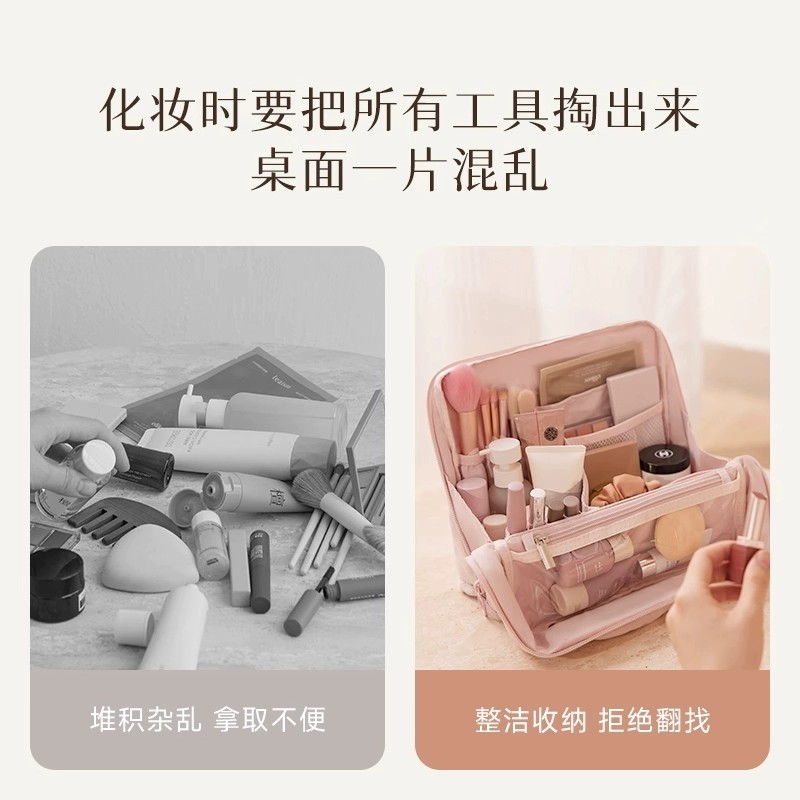 Bolsa de cosméticos de pie portátil para mujeres de gran capacidad para salir 2025 nuevo cepillo multifuncional de alta gama bolsa de almacenamiento de viaje