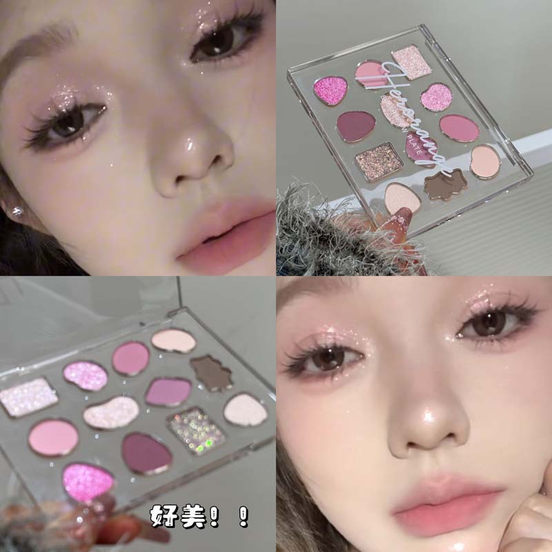 La paleta de sombras de ojos de alta calidad con carcasa transparente de 12 colores no es fácil de volar y duradera