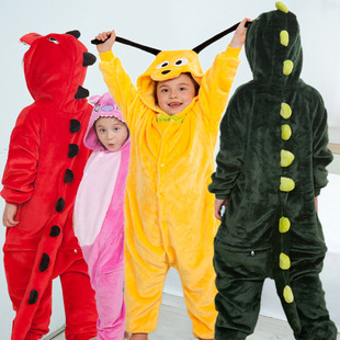 Winter cartoon one-piece pajamas children's pickup dinosaur flannel performance leisure home Pinduoduo delivery wholesale