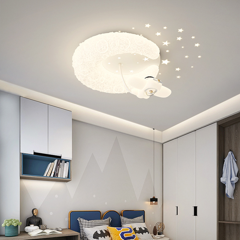 全光谱吸顶灯卧室个性创意宇航员男孩女孩儿童房护眼月球吸顶灯