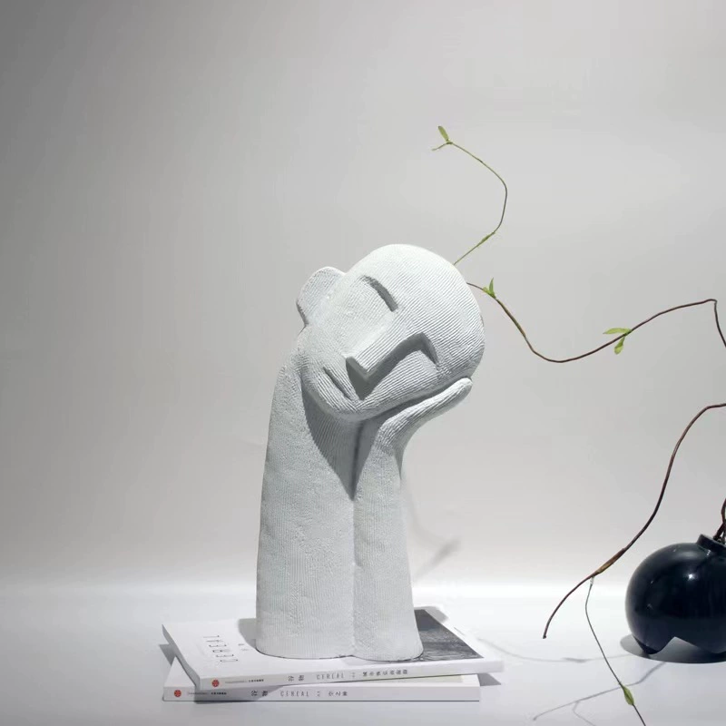 Soft decoration model room living room designer white tilted head portrait sculpture home desktop decoration modern simple