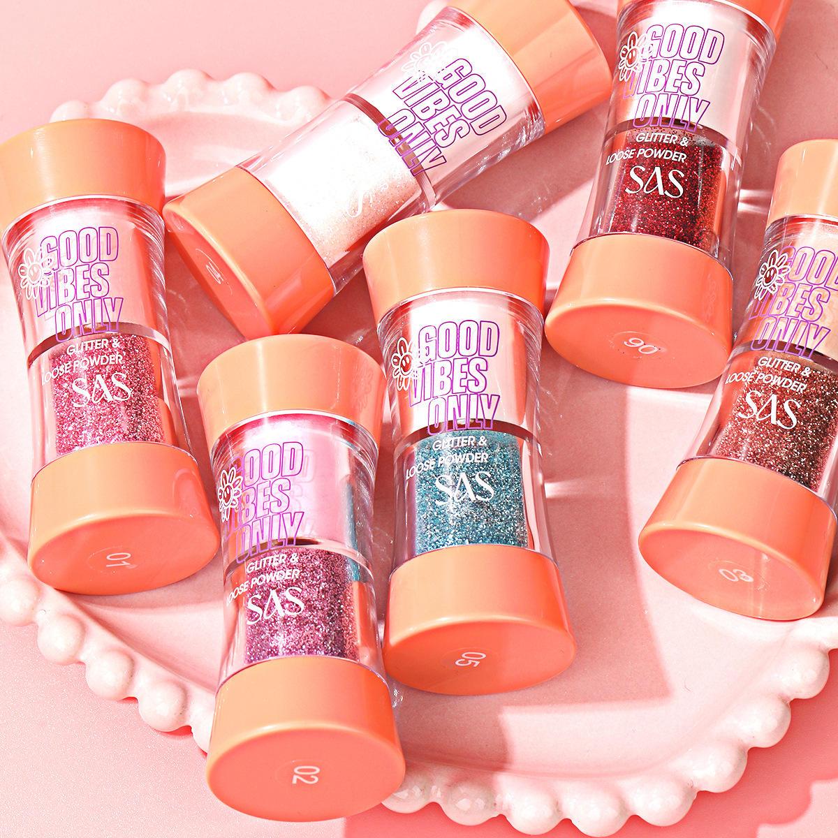 SAS Polvo suelto de punto transfronterizo europeo y americano, brillo, cuerpo impermeable tridimensional natural, brillo SAF090