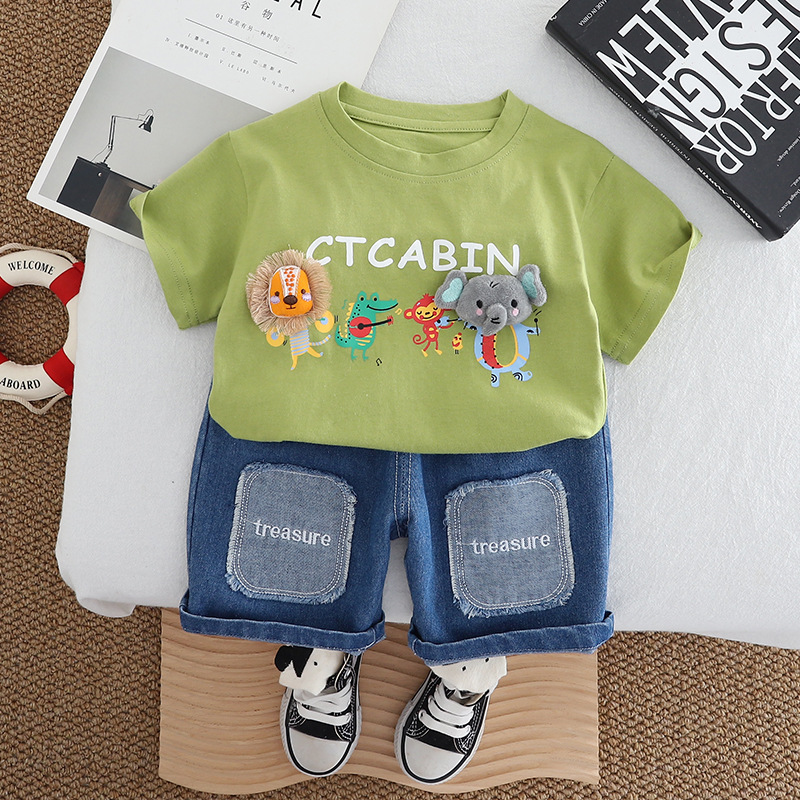 Bestseller per bambini, cartone animato, manica corta, 2026, nuovo ed elegante set estivo da due pezzi per bambini da 1 a 5 anni ALYCExiyuebaobao_voghion.com