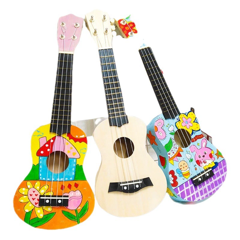 Набор для творчества: детское укулеле, материал для росписи, маленькая гитара-игрушка, музыкальный инструмент, сборка, креативное рукоделие