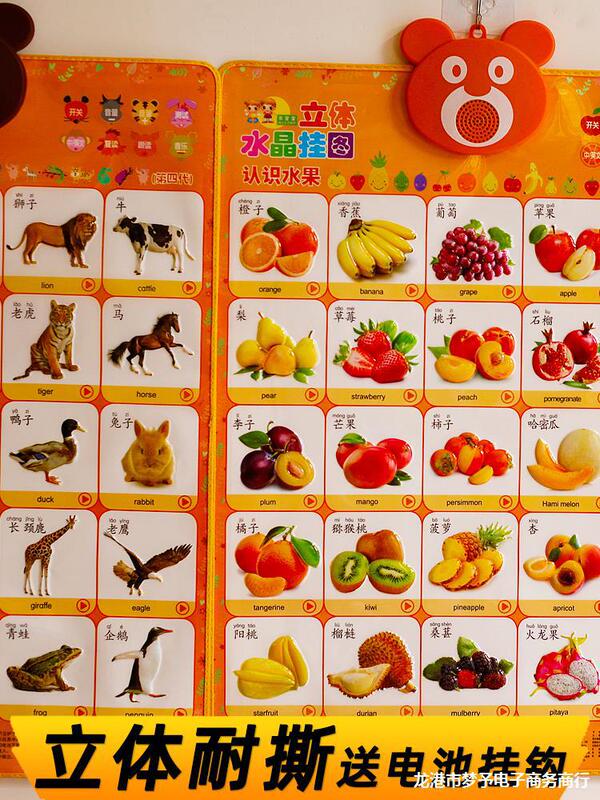 Baby Enlightenment early education baby children's cognition audio wall chart send sound reading picture literacy point reading knowledge 2 hanging painting 1