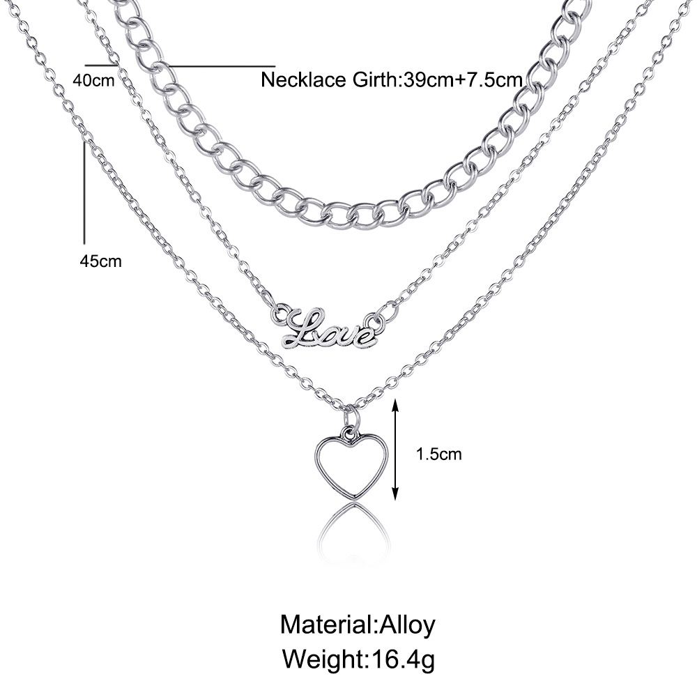 Simple Style Heart Shape Alloy Wholesale Layered Necklaces display picture 1