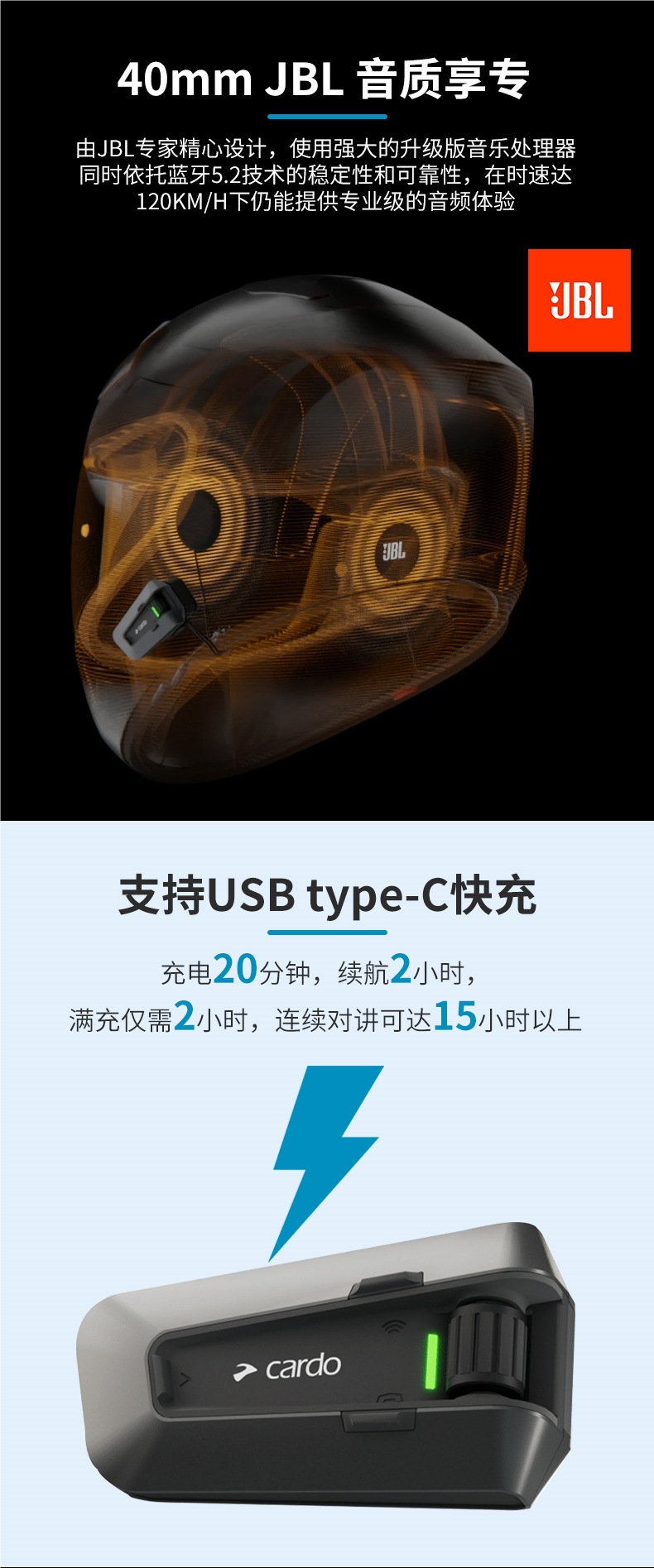 Cardo Second Generation Jbl Motorcycle Helmet Bluetooth Headset Packtalk Edge Full-Face Helmet with Built-In Riding Features