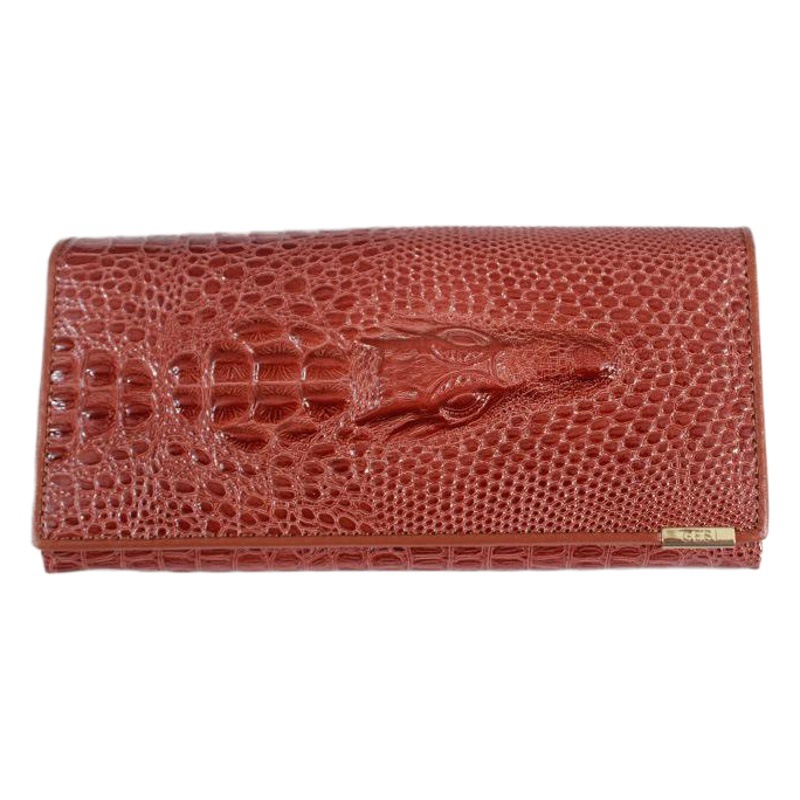 2026 New Model Gosslang Long Women's Wallet, Cross-Border Live Streaming Hot Item, Crocodile Pattern with Genuine Leather Clutch Wallet