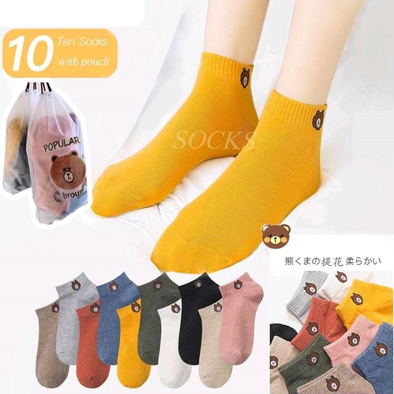 Little Bear Socks: Invisible Socks, Ins Short Socks, Boat Socks, Japanese and Korean Style, Fresh and Simple Macaron Low-Cut Socks, Wholesale from Manufacturer