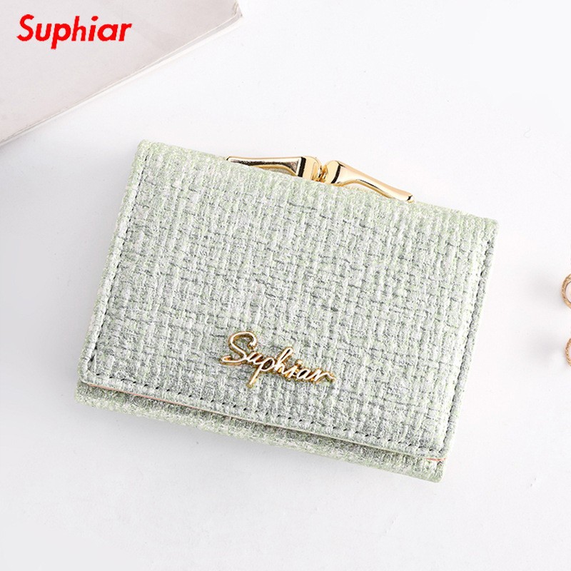 Cartera plegable de dibujos animados lindo transfronterizo, bowknot, bolso de tarjeta Macron, billetera de cuero PU de una pieza, billetera de mujer personalizada