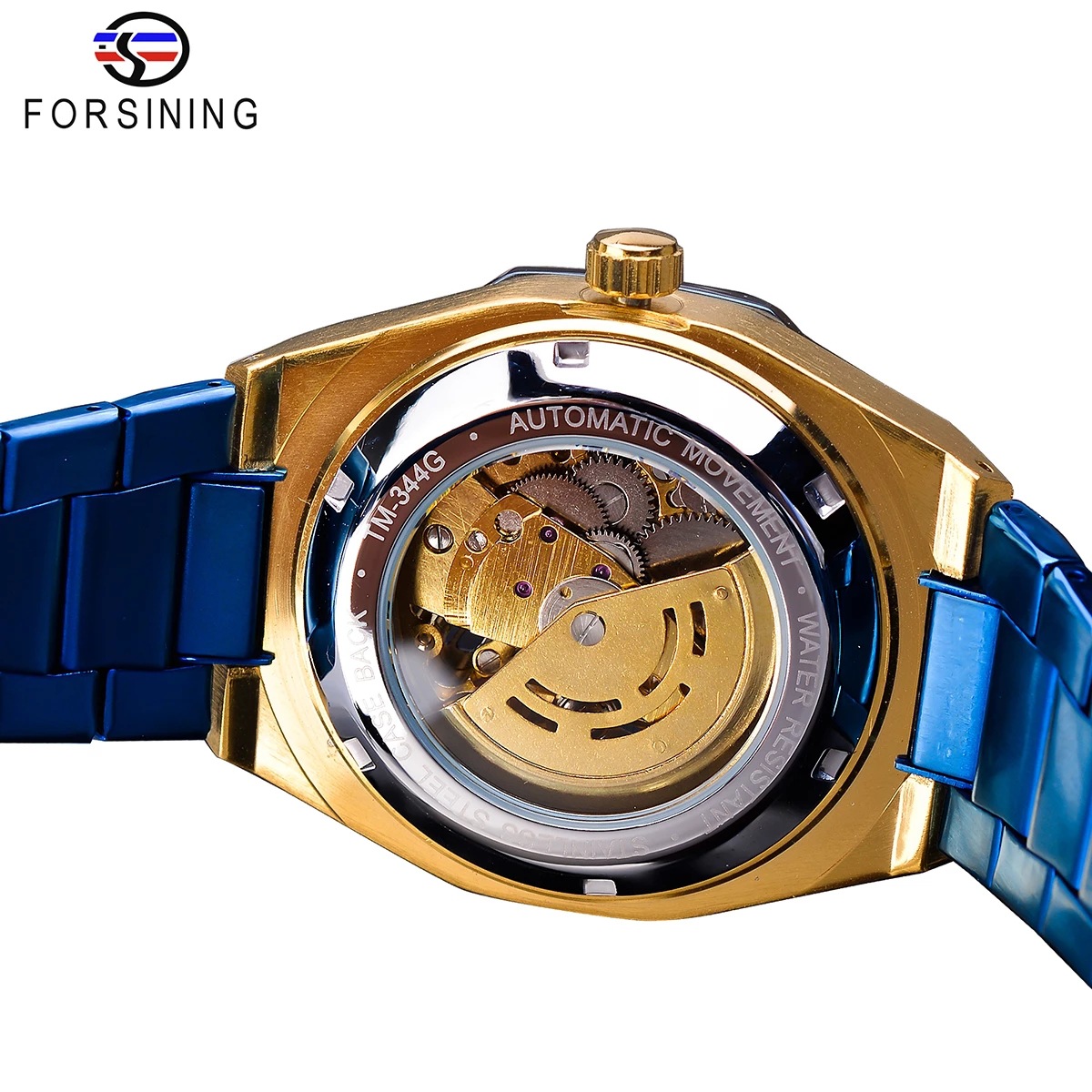 Forsing men's high-end fully automatic mechanical watch, blue steel band watch, tourbillon waterproof watch_voghion.com