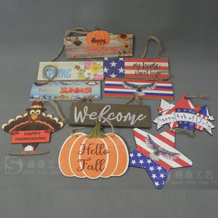 Cross-border US Independence Day Wooden Decorative Doorplate Pendant National Flag Wooden Listing Cao County Shengding Wood Products Factory