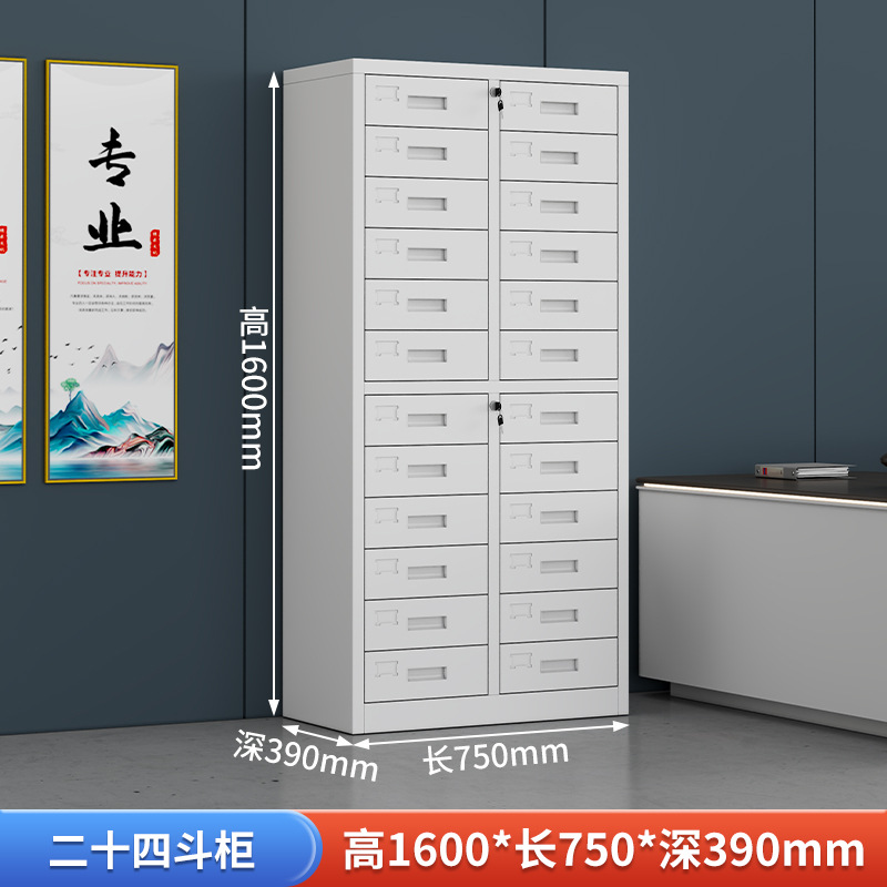 Twenty -four bucket cabinets