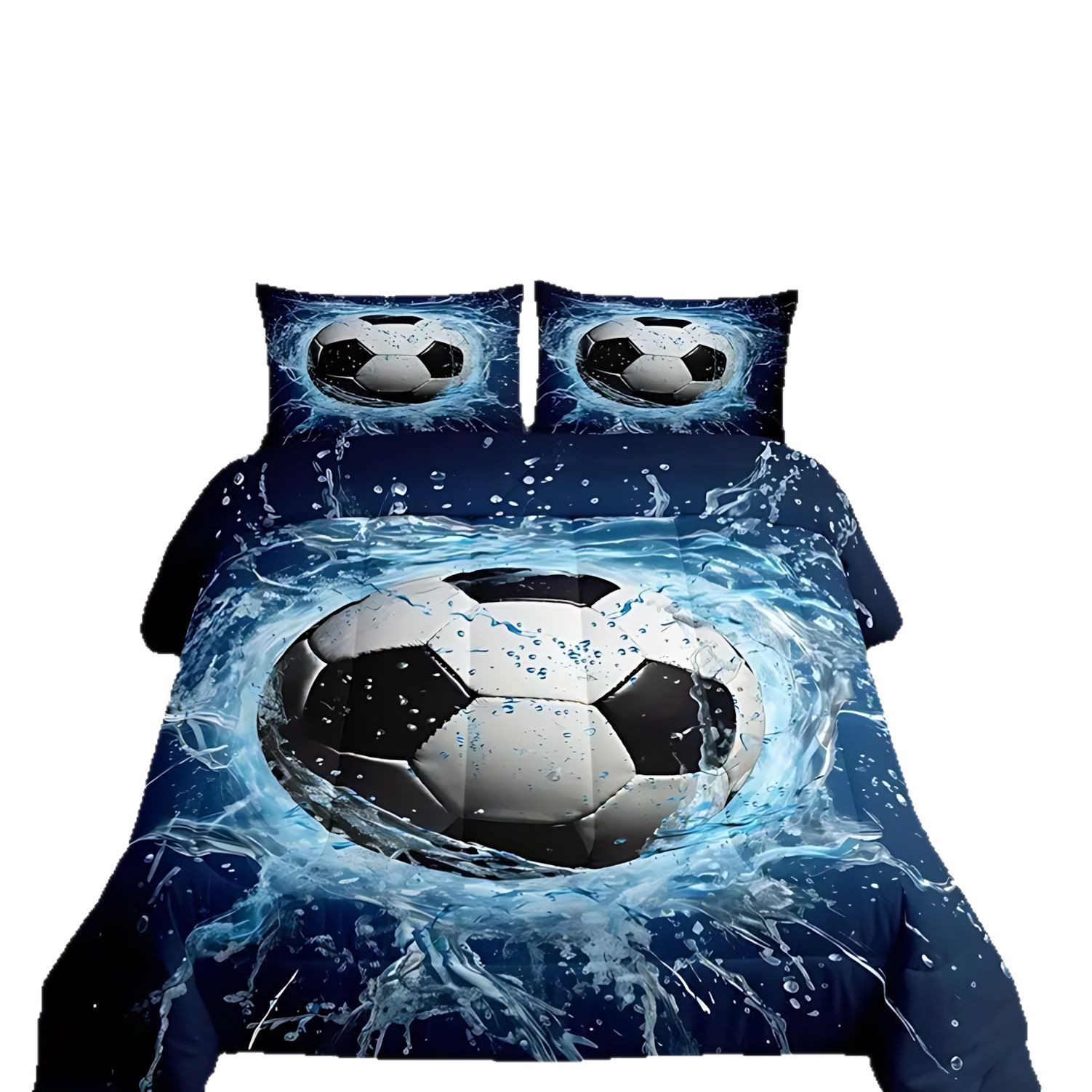 TEMU / JIT moda clásica patrón de fútbol impresión digital 180gms edredón funda de almohada set fuente fabricante