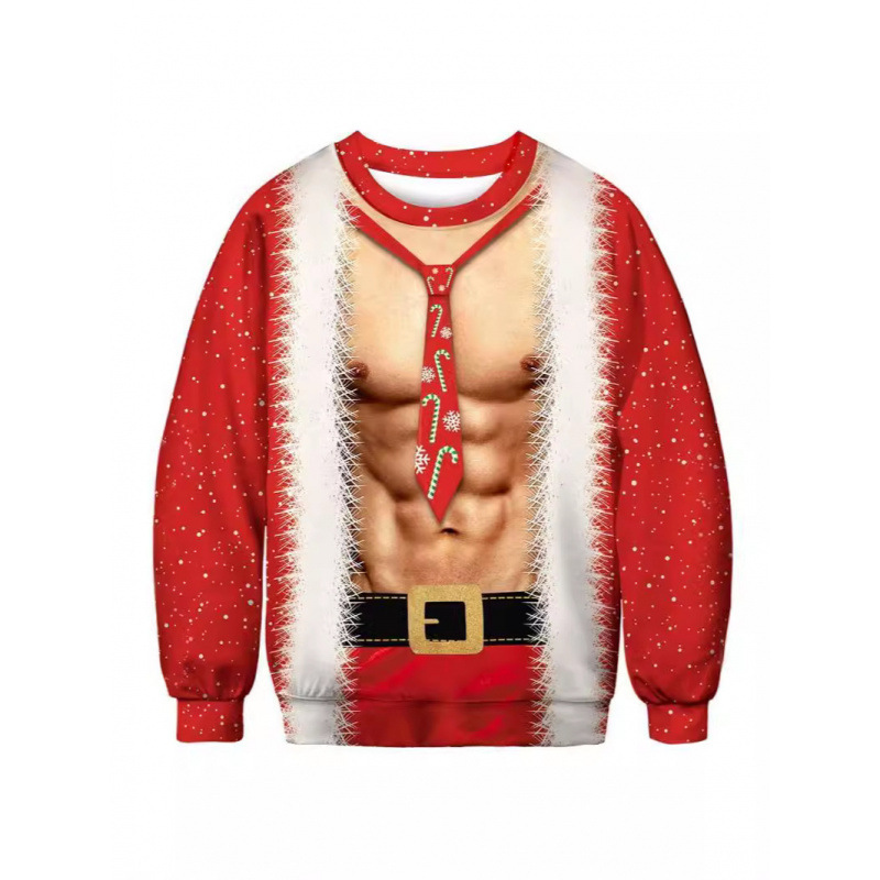 European and American Christmas Grinch Green Hair Crewneck Sweat Men's 3D Digital Printing Casual Long Sleeve Base Women