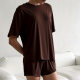 Cross-border European and American 2025 Summer New Knitted Comfortable Pajamas Short-sleeved Shorts Two-piece Soft Casual Home Clothes