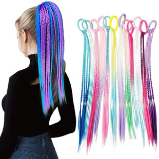 Colorful Wig Braided Twist Wig Pigtails for Ladies, Little Girls and Princess Performances with Ponytail Hair