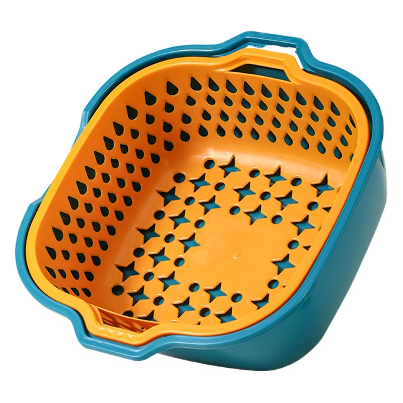 Cocina doméstica de plástico de doble capa cesta de drenaje Juego de 6 piezas cesta de lavado de frutas multifuncional engrosada de 8 piezas