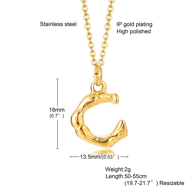 Fashion Letter Titanium Steel Polishing Plating Gold Plated Pendant Necklace display picture 3