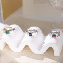 云同珠宝跨境1ct祖母绿男士戒指欧美蓝宝石简约潮男S9235银戒指