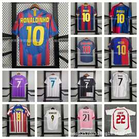 复古足球服短袖俱乐部球星经典号码AC国米红魔皇m尤W
