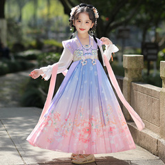 Hanfu-style girls' dress 2024 new spring and summer children's Tang suit performance costume ultra-fairy little girl ancient-style princess dress