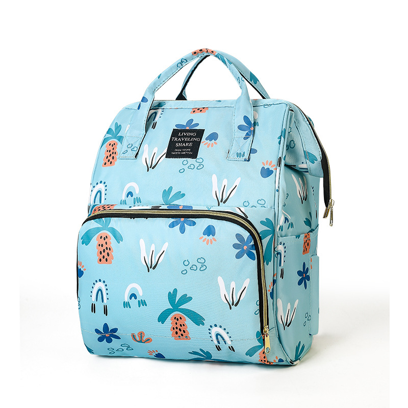 New Large-Capacity Mother and Baby Bag, Simple Insulated Bottle Compartment, Baby Outing Backpack, Fashionable Printed Mommy Bag