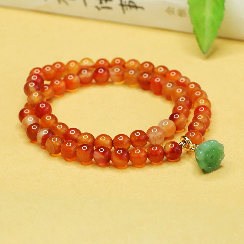 Aiyu натуральный красный агат ручной браслет из халцедона браслет лотос с кисточкой, национальный поток ювелирных изделий в прямом эфире AY4031206