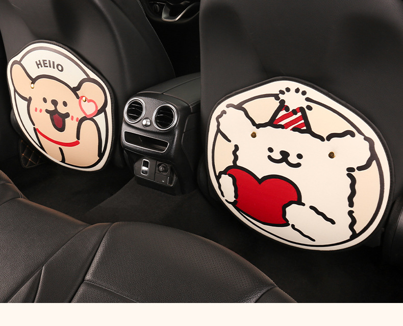Women's cute puppy cartoon chair back anti-kick cushion car seat chair back anti-dirty anti-fouling cushion back pocket suspension type