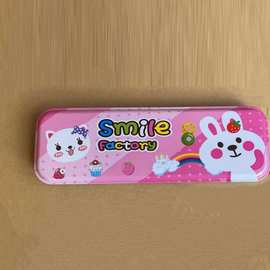 便携翻盖儿童卡通文具盒创意马口铁笔盒铅笔橡皮尺子整理收纳盒